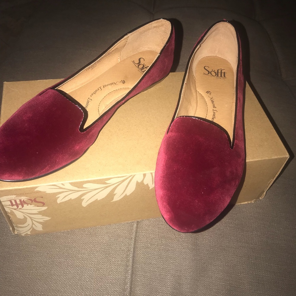 Red suede flats
